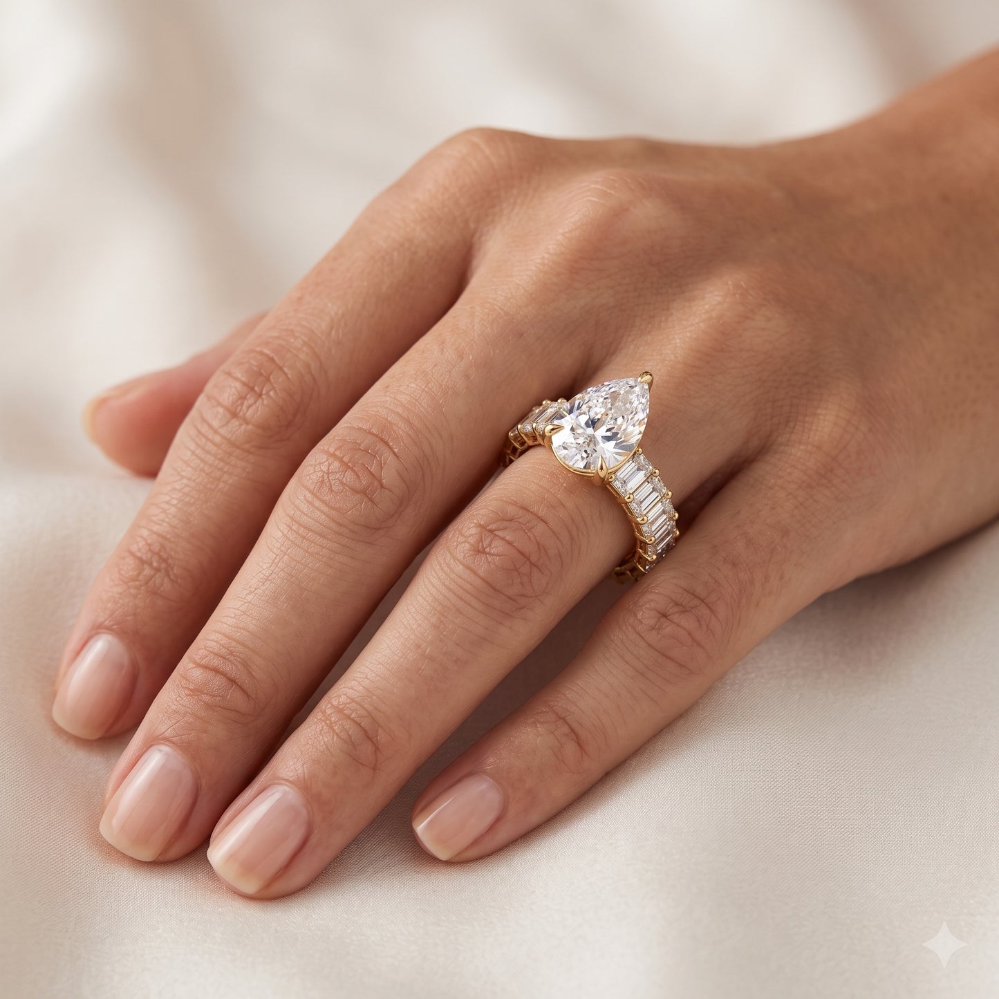 2.0CT Pear shaped Lab-Grown engagement ring