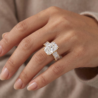 2.0CT Radiant 14K Yellow Gold Engagement Ring