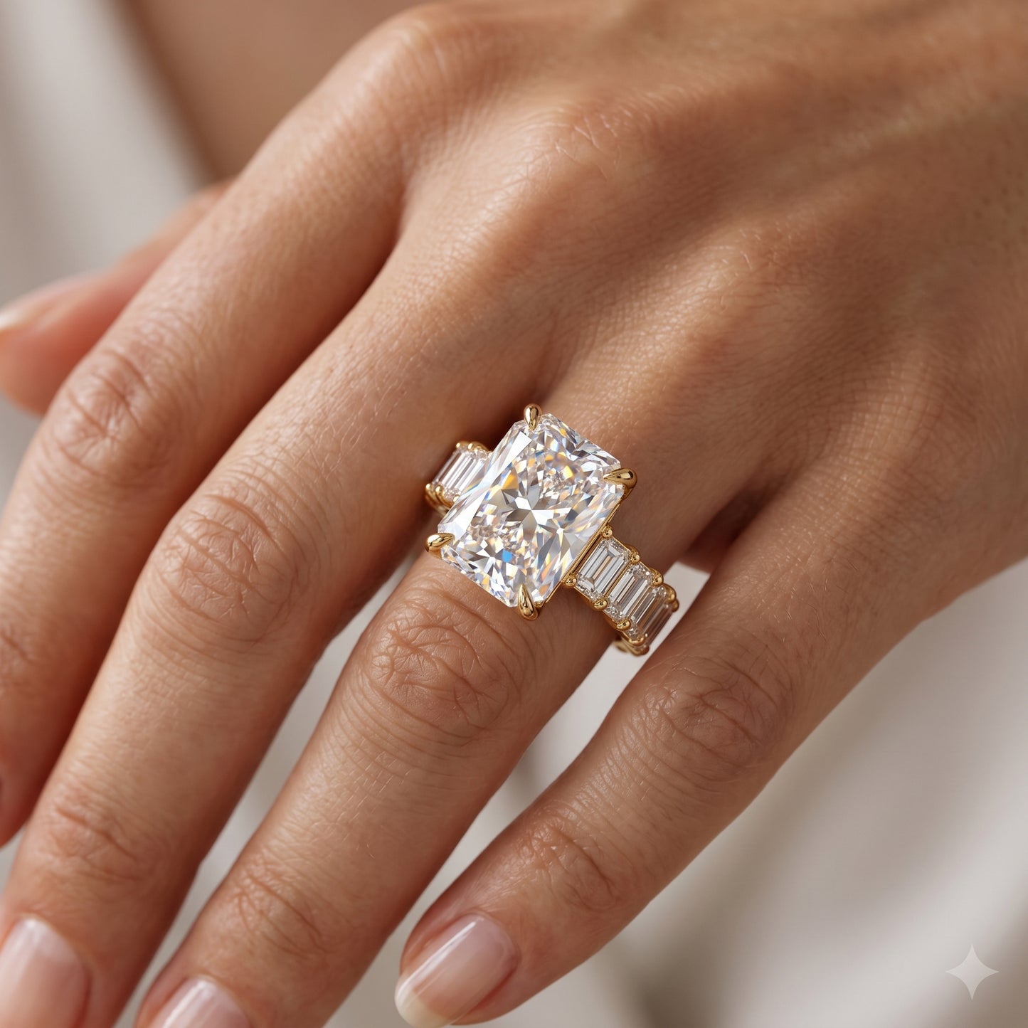 2.0CT Radiant 14K Yellow Gold Engagement Ring