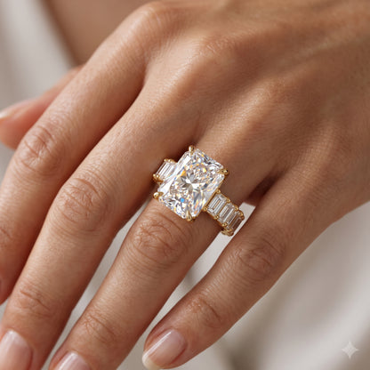 2.0CT Radiant 14K Yellow Gold Engagement Ring