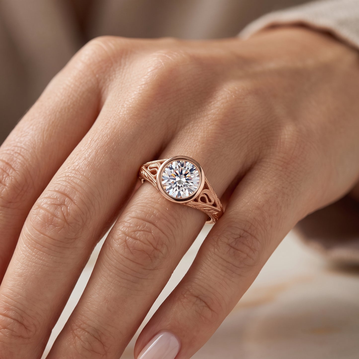 Vintage 1.50CT Round Cut Lab-Grown Ring