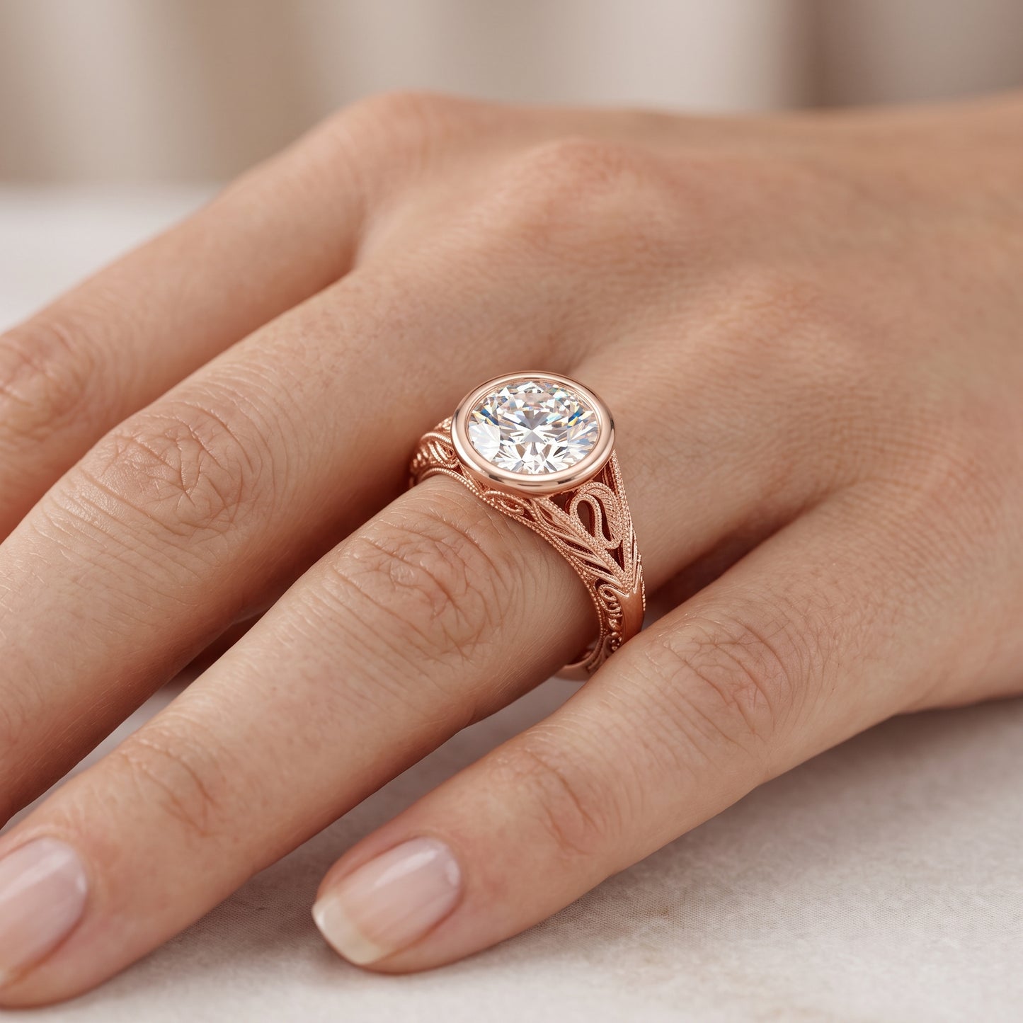 Vintage 1.50CT Round Cut Lab-Grown Ring