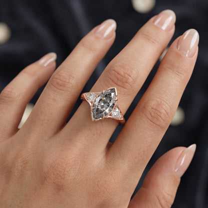 Vintage 1.5CT Marquise Cut Moissanite Engagement Ring