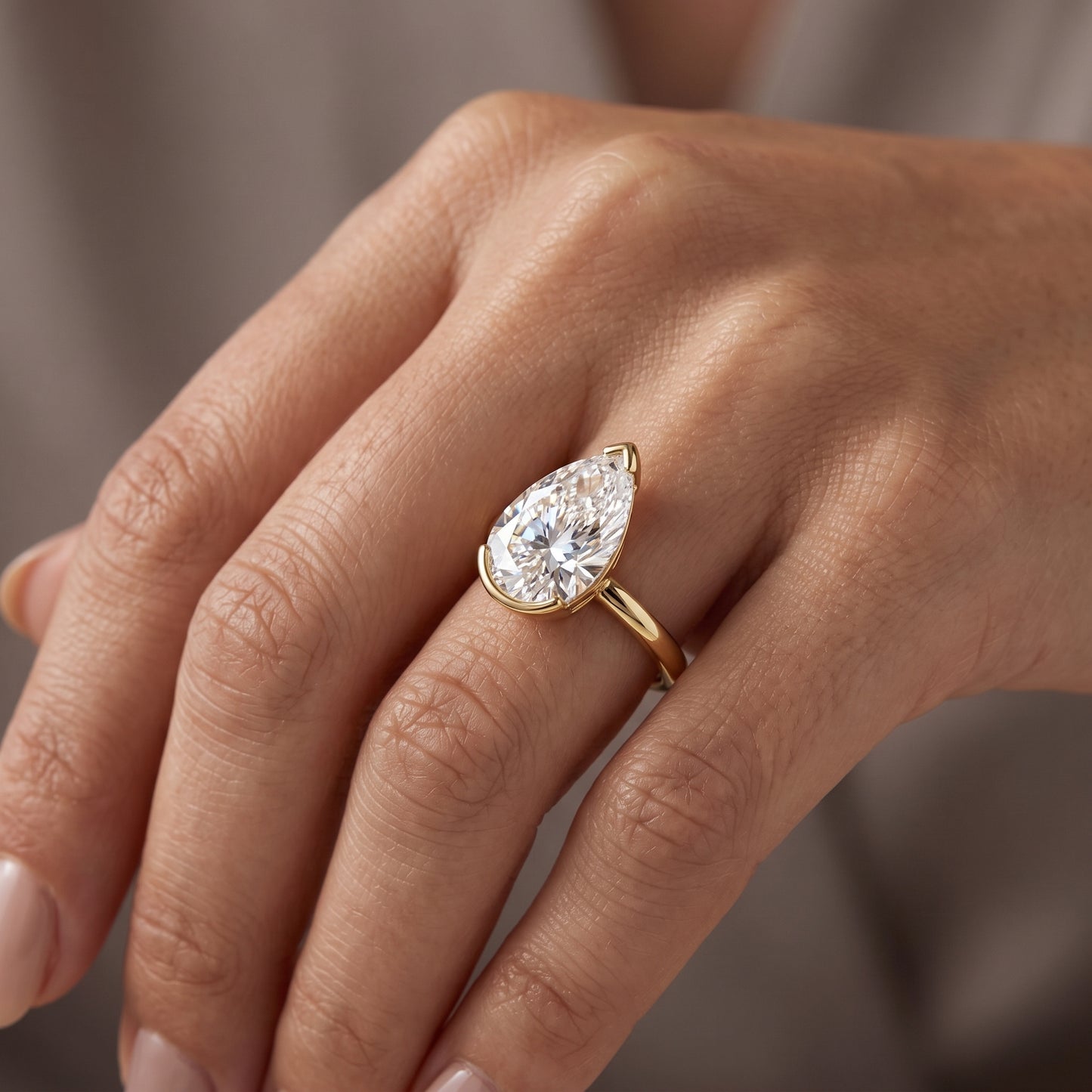 1.25 ct Pear Lab-Grown Engagement Ring - Elegant Solitaire