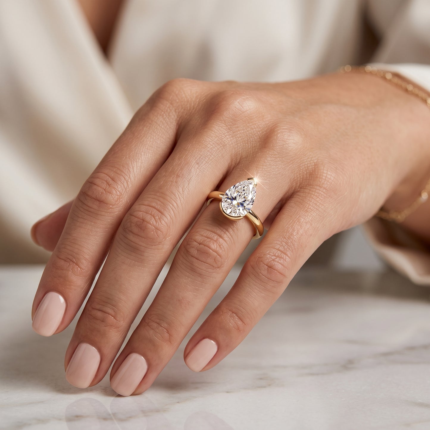 1.25 ct Pear Lab-Grown Engagement Ring - Elegant Solitaire