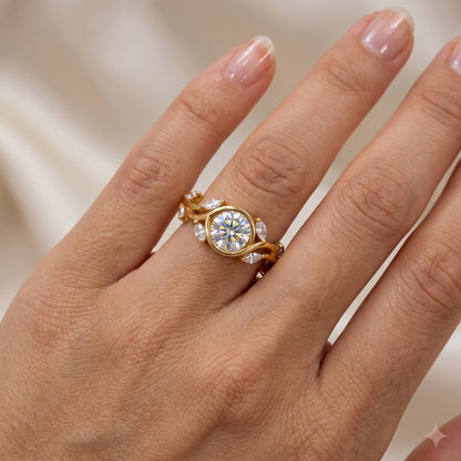 0.50 ct Round Lab-Grown Diamond Vintage Leaf Ring