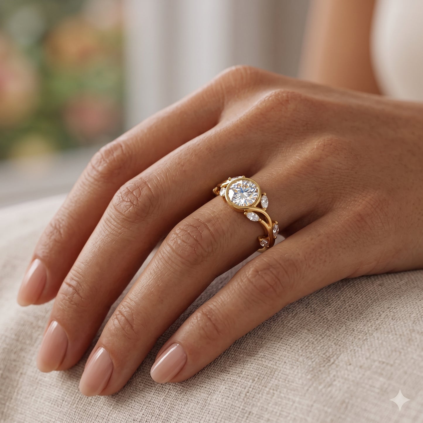 0.50 ct Round Lab-Grown Diamond Vintage Leaf Ring