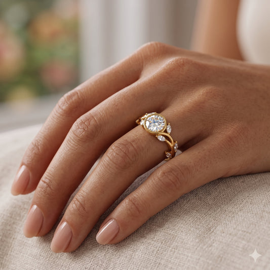 0.50 ct Round Lab-Grown Diamond Vintage Leaf Ring