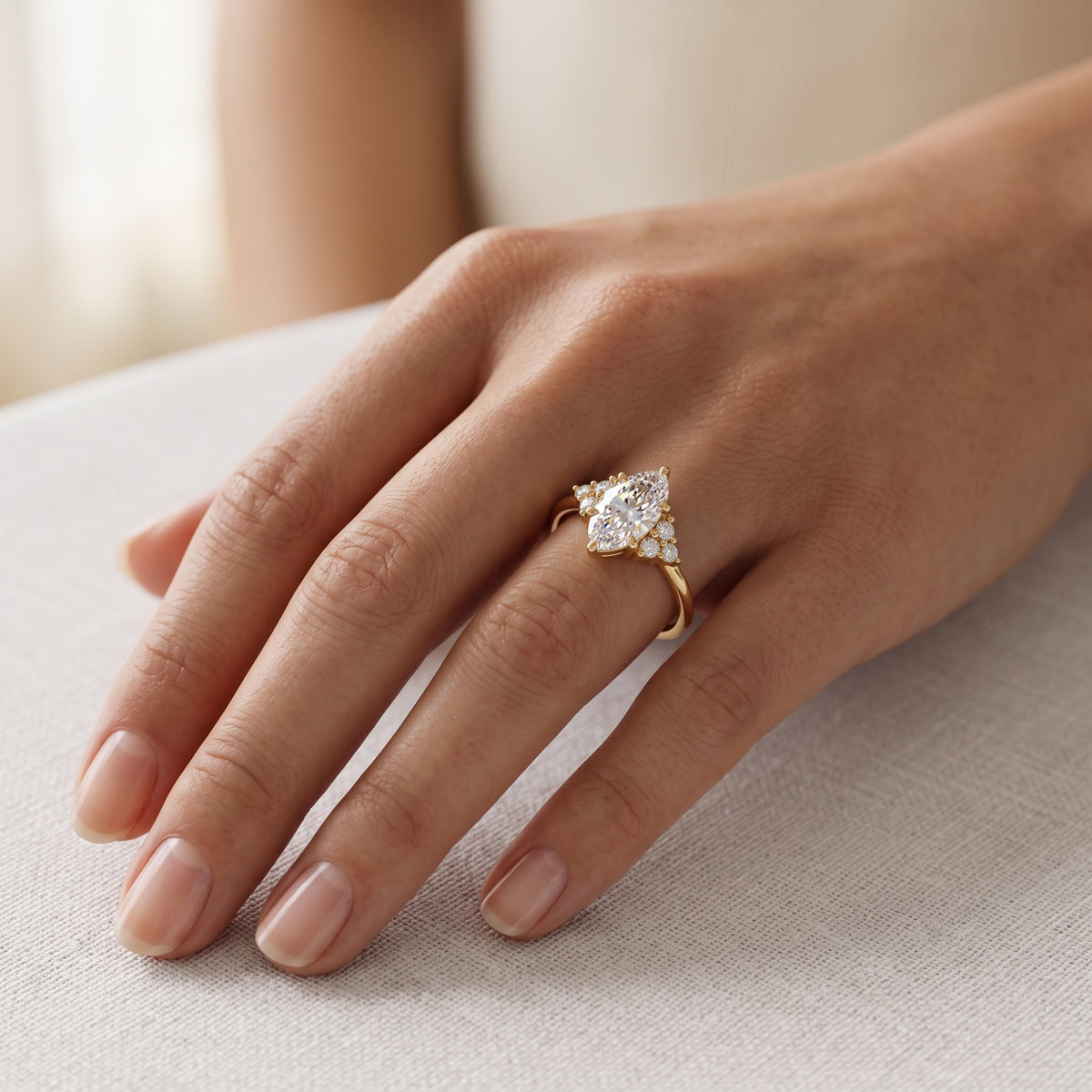 0.50ct Oval Cut Lab Grown Diamond Engagement Ring • Vintage Cluster Ring