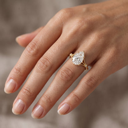 2.0ct Pear Cut Lab Grown Diamond Engagement Ring • Vintage Art Deco Inspired Ring