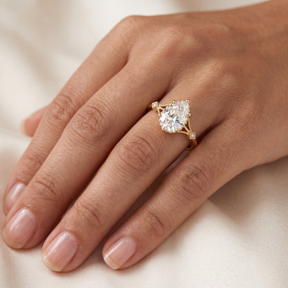 2.0ct Pear Cut Lab Grown Diamond Engagement Ring • Vintage Art Deco Inspired Ring