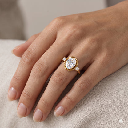 1.25 ct Oval Lab Grown Diamond Rose Gold Engagement Ring • Unique Bezel Set Diamond Ring