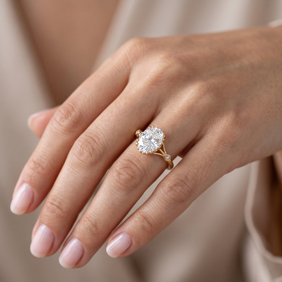 1.25 ct Oval Lab Grown Diamond Engagement Ring • Vintage Art Deco Inspired Ring