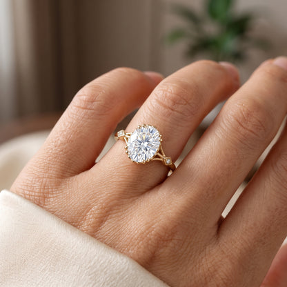 1.25 ct Oval Lab Grown Diamond Engagement Ring • Vintage Art Deco Inspired Ring