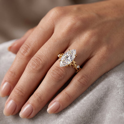 1.5CT Twig Marquise Cut Lab Grown Diamond Engagement Ring • 14K Rose Gold