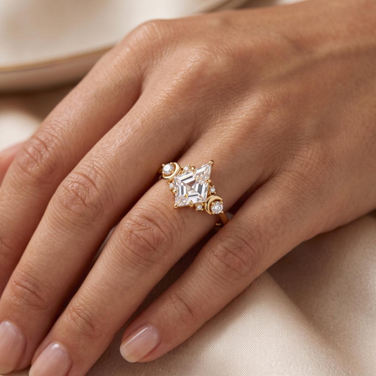1.20ct Kite Cut Lab Grown Diamond Engagement Ring 14k Rose Gold Ring