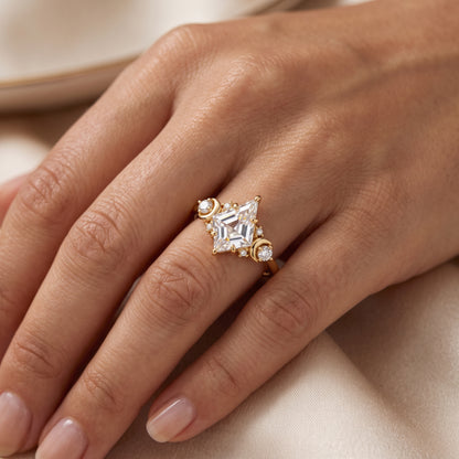 1.20ct Kite Cut Lab Grown Diamond Engagement Ring 14k Rose Gold Ring