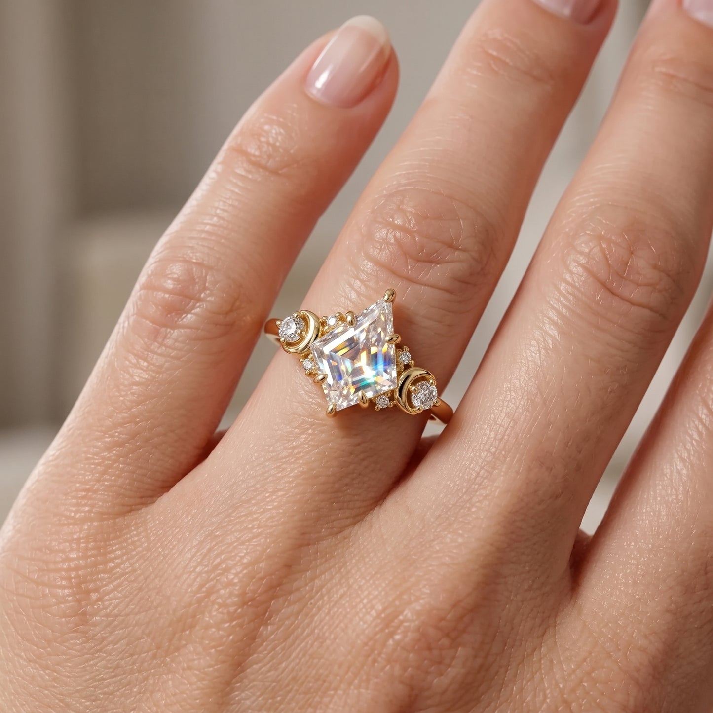 1.20ct Kite Cut Lab Grown Diamond Engagement Ring 14k Rose Gold Ring