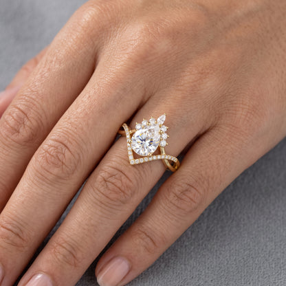 Lab Grown Diamond 1.250 ct Pear Engagement Ring • Rose Gold Vintage Cluster Bridal Ring