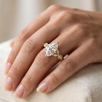Lab Grown 1.00 ct Marquise Cut Diamond Cluster Ring • Rose Gold Engagement Ring