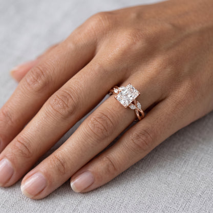 1.5 Carat Radiant Cut Lab Grown Diamond Engagement Ring with Hidden Halo