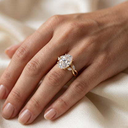 1.5 ct Oval cut Lab Grown Diamond Nature Inspired Engagement Ring