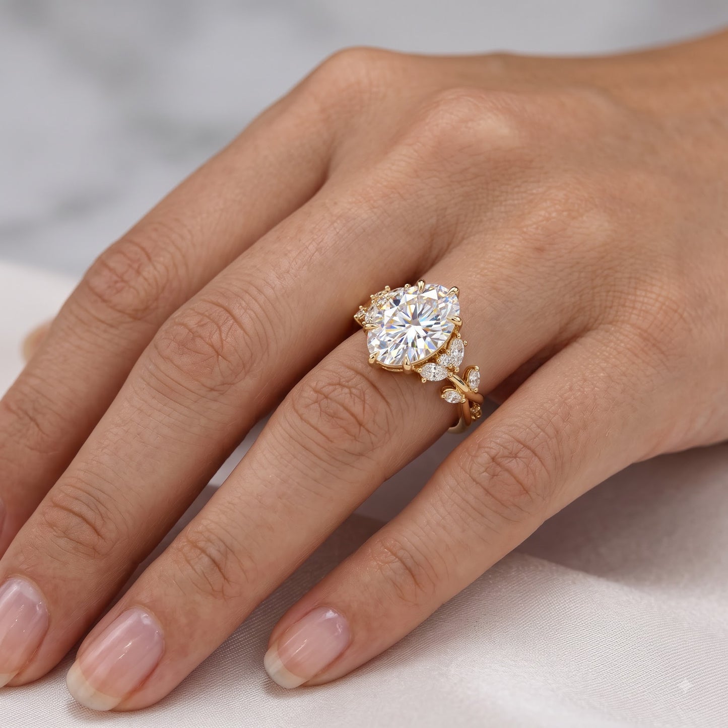 3.60 Carat Marquise Lab-Grown Cluster Engagement Ring