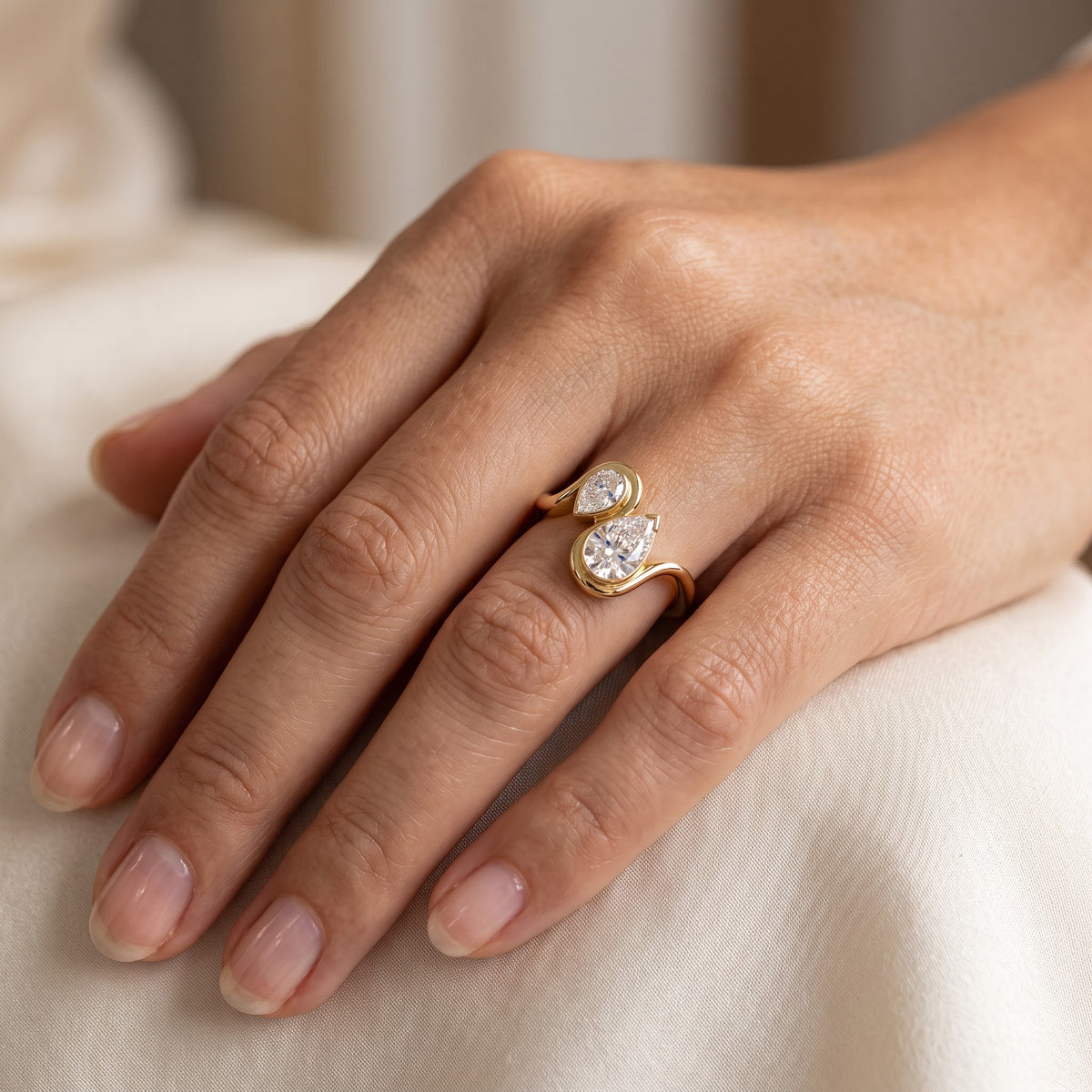 1.750 ct Vintage Pear Diamond Engagement Ring,twisted ring