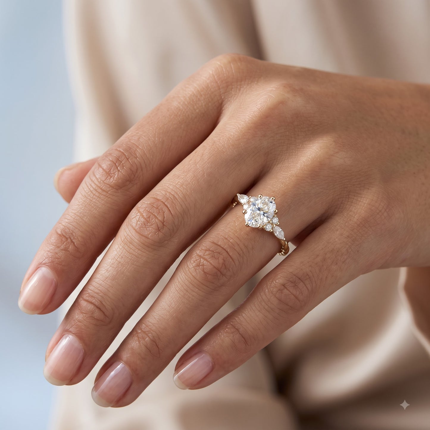 1.510 ct Vintage Oval Diamond Engagement Ring,twisted ring