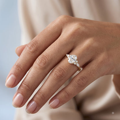 1.510 ct Vintage Oval Diamond Engagement Ring,twisted ring