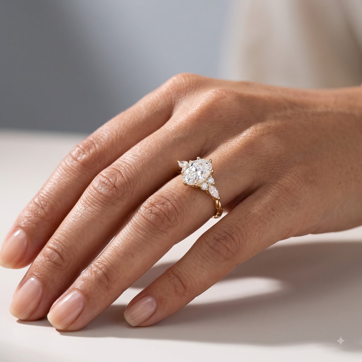 1.510 ct Vintage Oval Diamond Engagement Ring,twisted ring