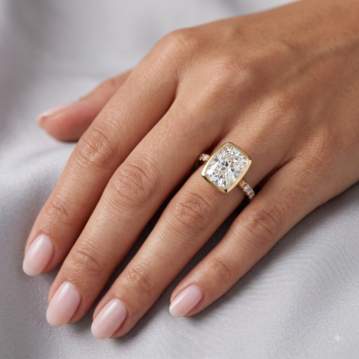 4.00ct Radiant Cut Lab-Grown Bezel Set Solitaire ring