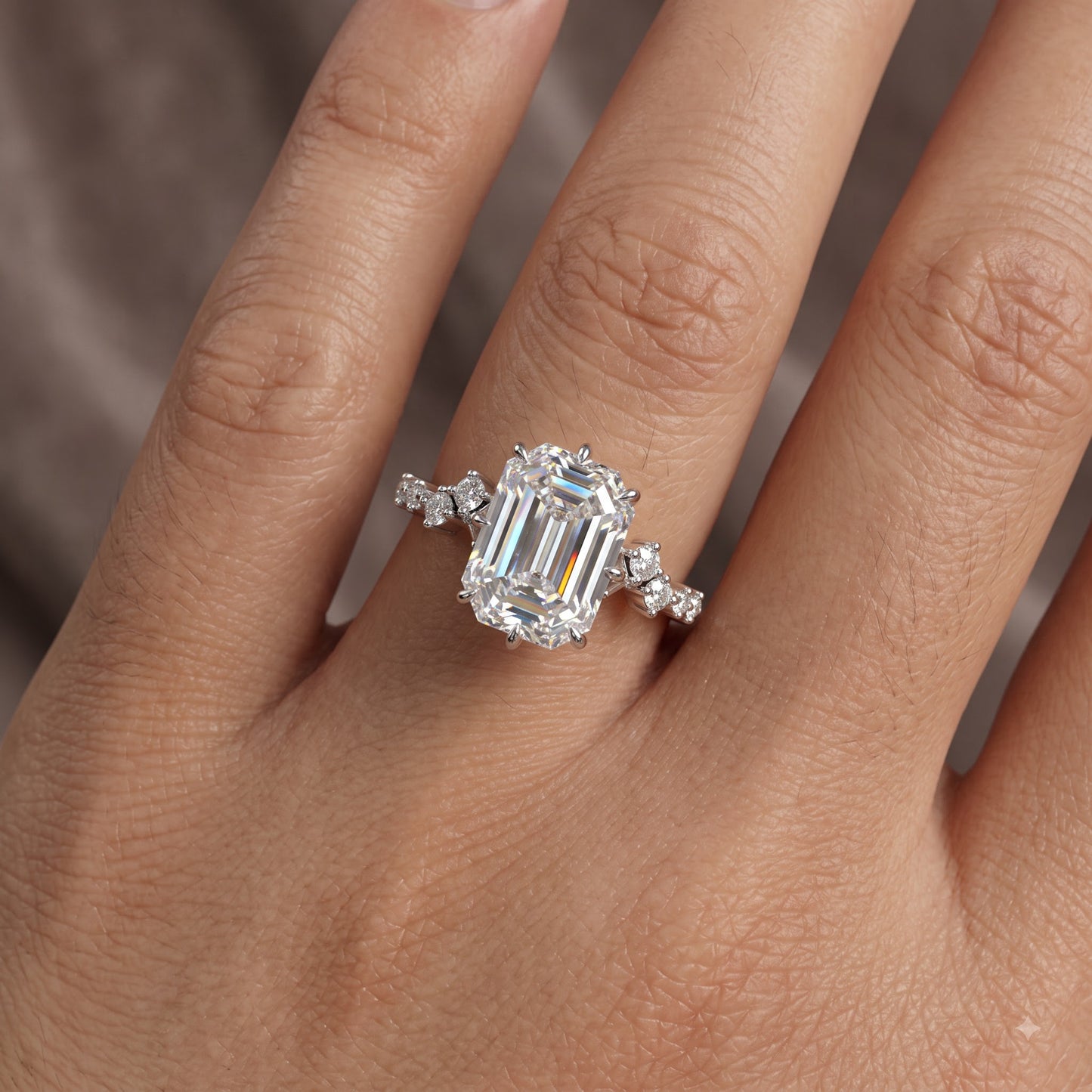 3.00ct Emerald cut moissanite engagement ring