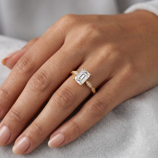 0.50CT Vintage Emerald Cut Lab-Grown Engagement Ring