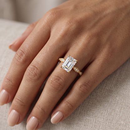0.50CT Vintage Emerald Cut Lab-Grown Engagement Ring