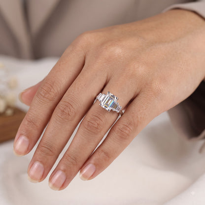 1.00 ctw 14k Gold Emerald Cut Lab-Grown Diamond Three Stone Engagement Ring