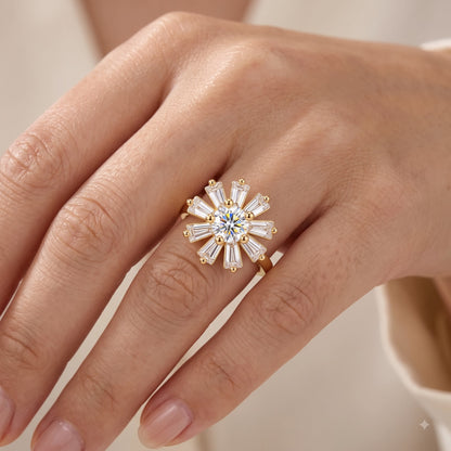 Round & Baguette Cut Diamond Wedding Ring