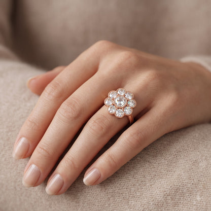 Antique 1.20 CT Round Rose Cut Lab-Grown Engagement Ring