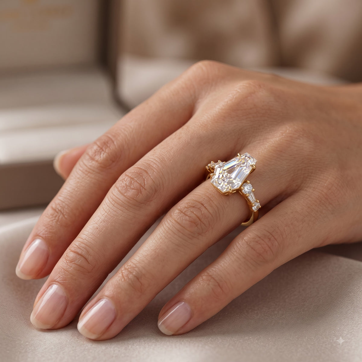 2ct Lab-Grown Coffin Diamond Ring for Unique Brides