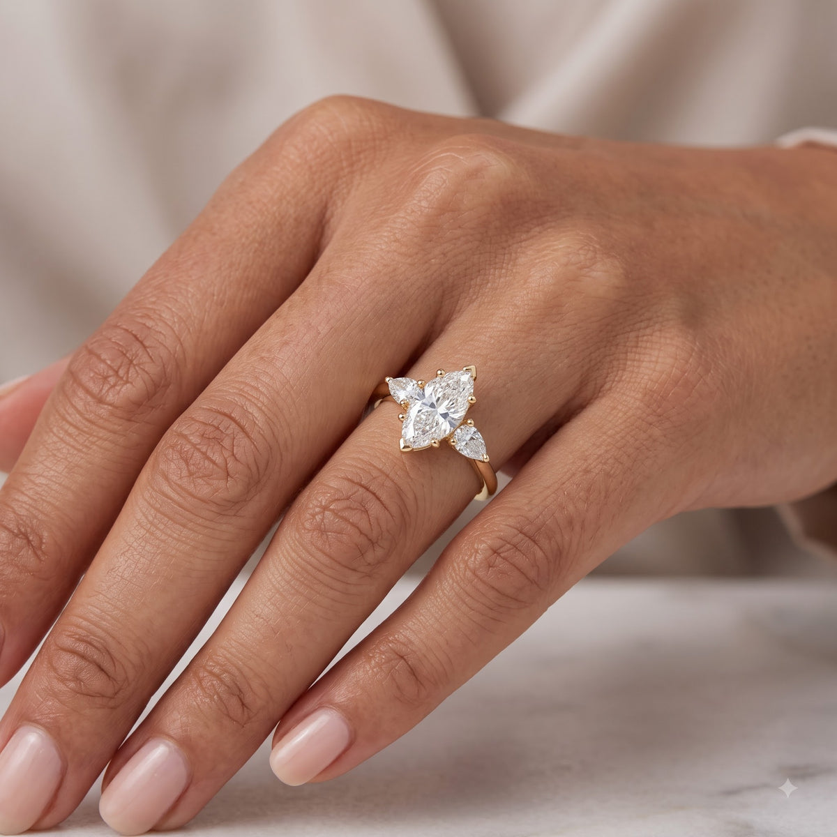 1.300 ct Vintage Marquise Lab Grown Diamond Engagement Ring