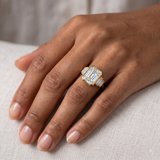 2.05 ct Bezel-Set Emerald Cut Lab Grown Diamond Engagement Ring