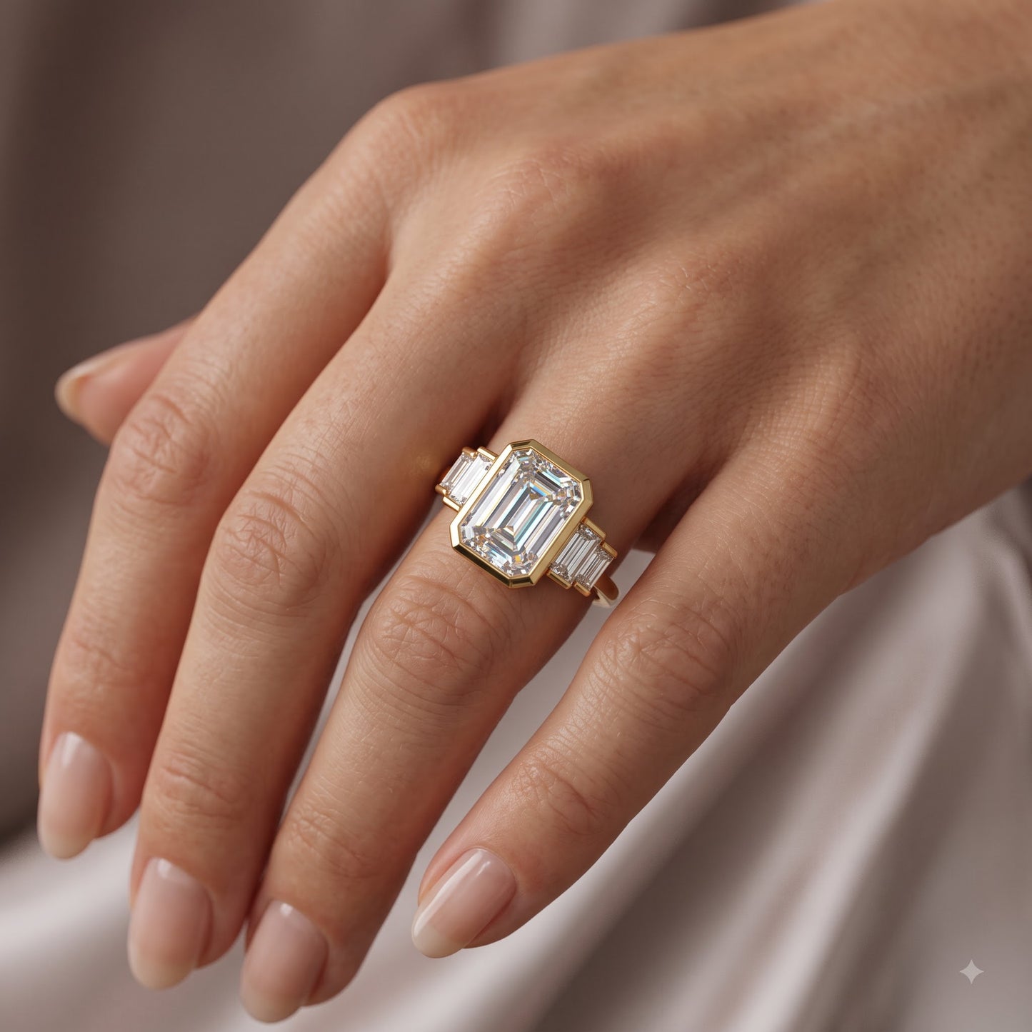 2.05 ct Bezel-Set Emerald Cut Lab Grown Diamond Engagement Ring