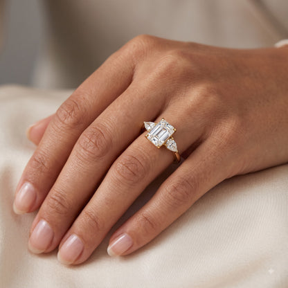 2.10ct Emerald Lab Diamond 3‑Stone Ring – Amavida Jewels