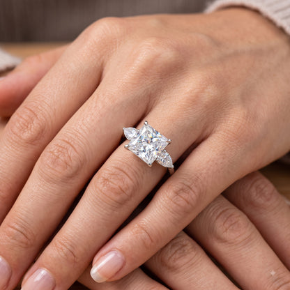 2.35 ct Princess Cut Lab-Grown Diamond Three-Stone Ring