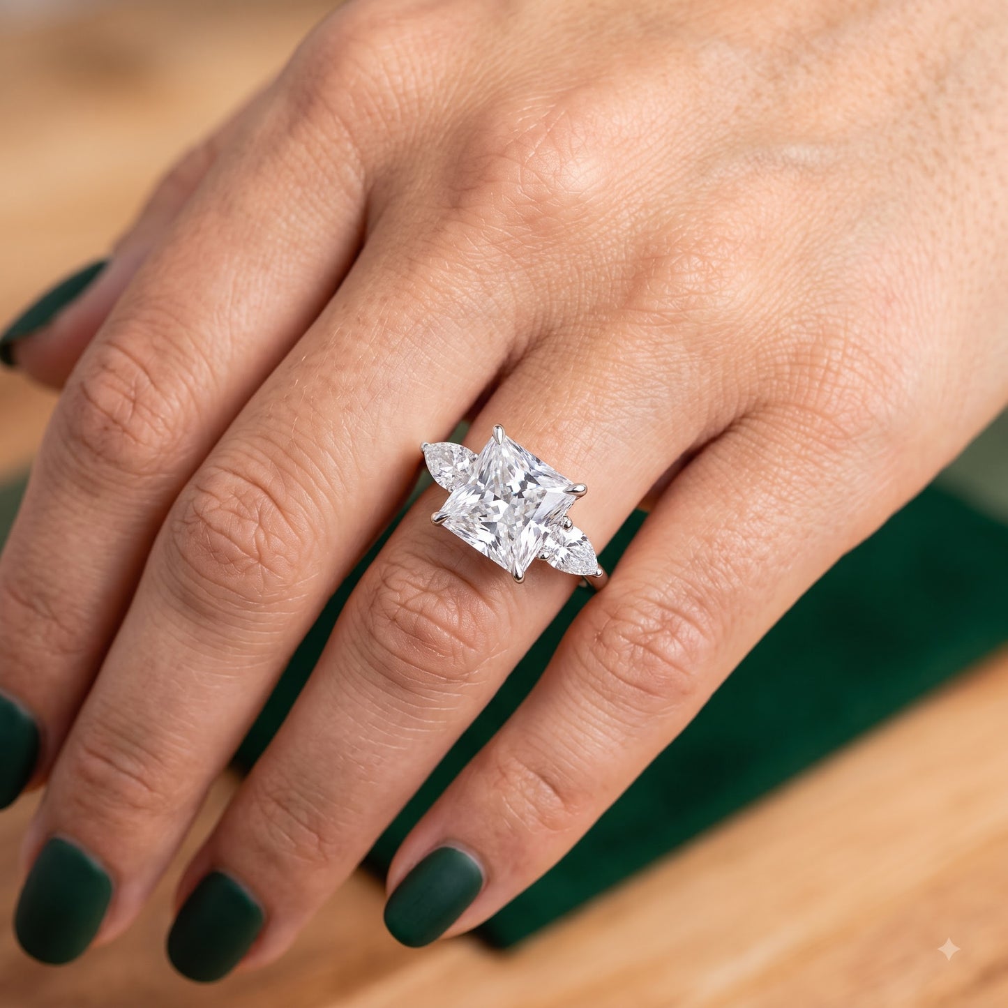 2.35 ct Princess Cut Lab-Grown Diamond Three-Stone Ring
