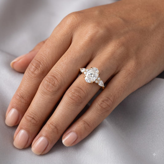 2.5 ct Oval Lab-Grown Diamond Three-Stone Vintage Ring