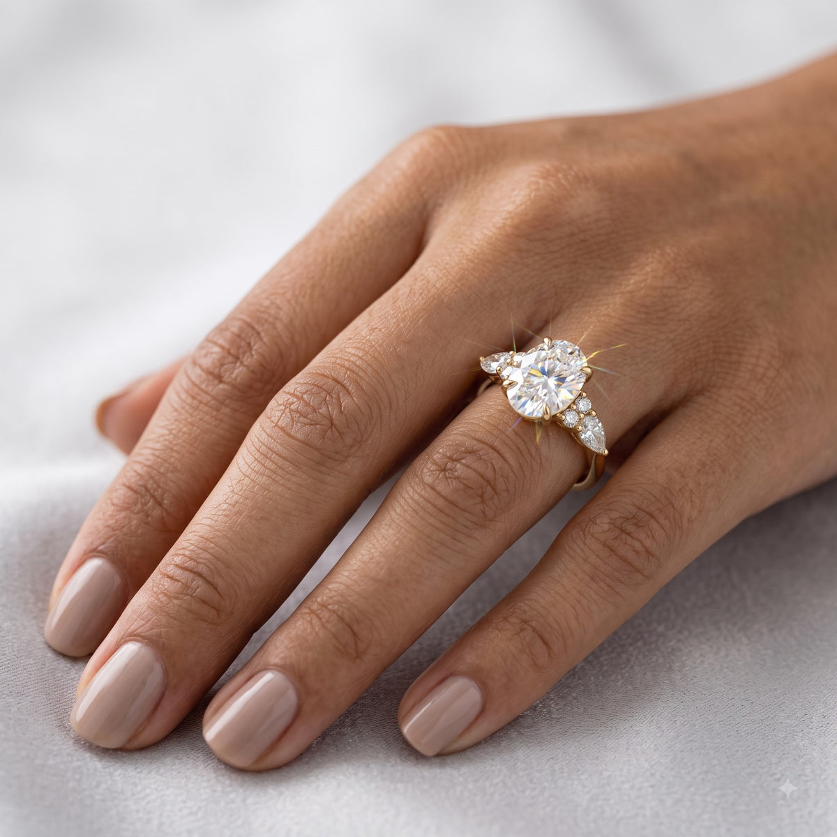 2.5 ct Oval Lab-Grown Diamond Three-Stone Vintage Ring