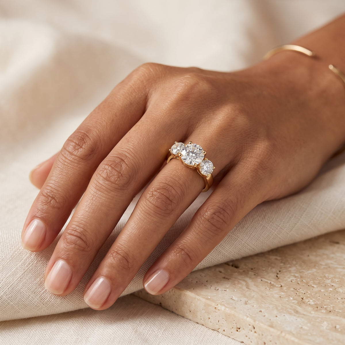 2.0 Ctw Round Cut Lab-grown Three-Stone Engagement Ring Solid 14k White Gold