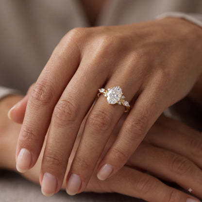 6*8mm Oval cut Natural Diamond Engagement Ring,Stacking ring