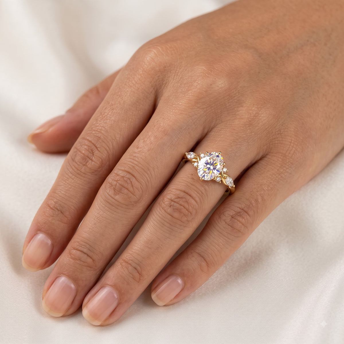 6*8mm Oval cut Natural Diamond Engagement Ring,Stacking ring